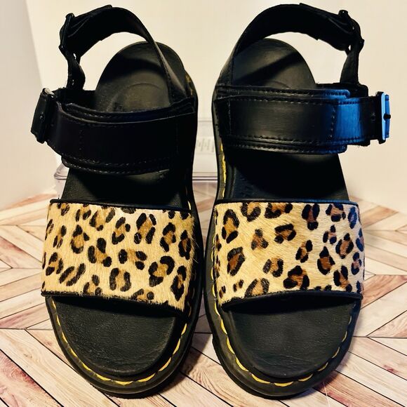 Dr. Martens Voss Hair On Leopard Women's 5 Sandals Chunky Platform Lightweight - Picture 7 of 9